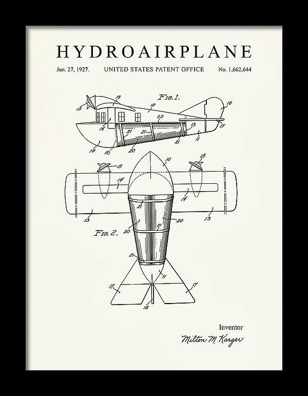Hydroairplane Minimalist Patent Us1662644
