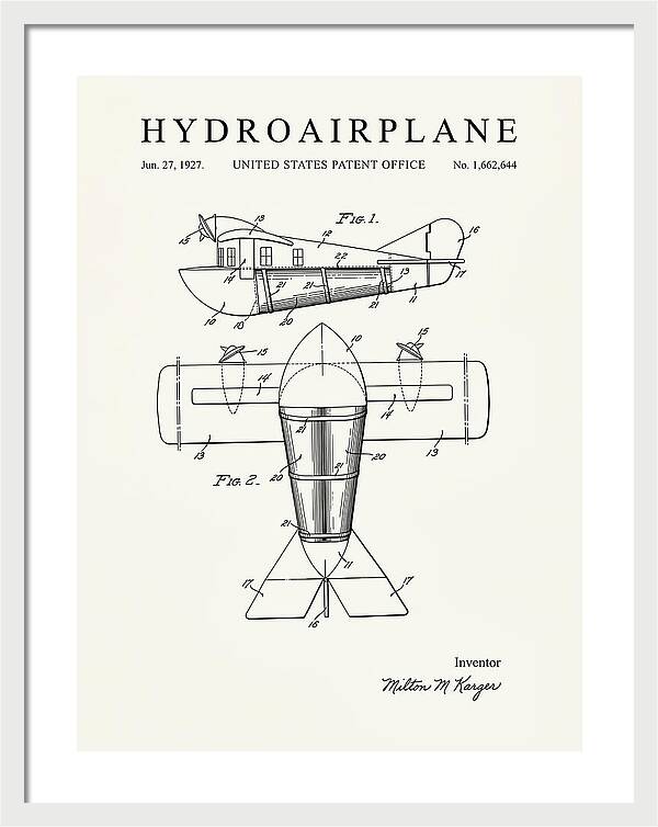 Hydroairplane Minimalist Patent Us1662644