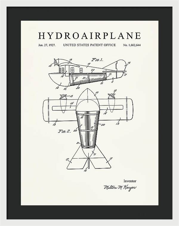 Hydroairplane Minimalist Patent Us1662644