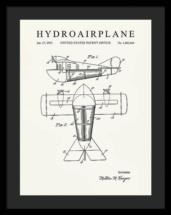 Hydroairplane Minimalist Patent Us1662644