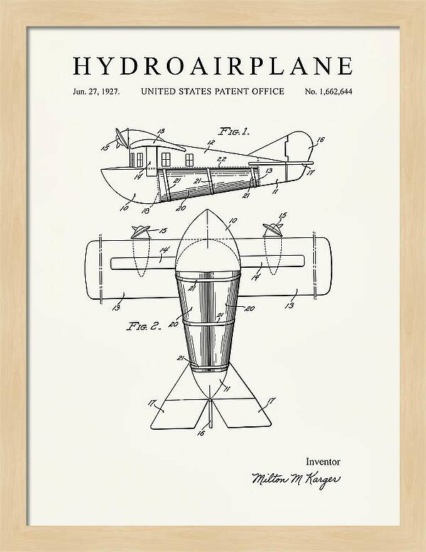 Hydroairplane Minimalist Patent Us1662644