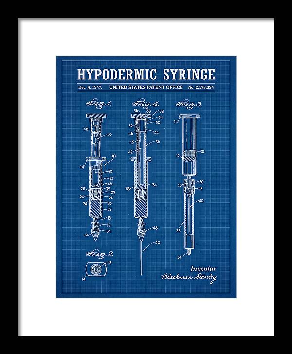 Hypodermic Syringe Blueprint Patent Us2578394a