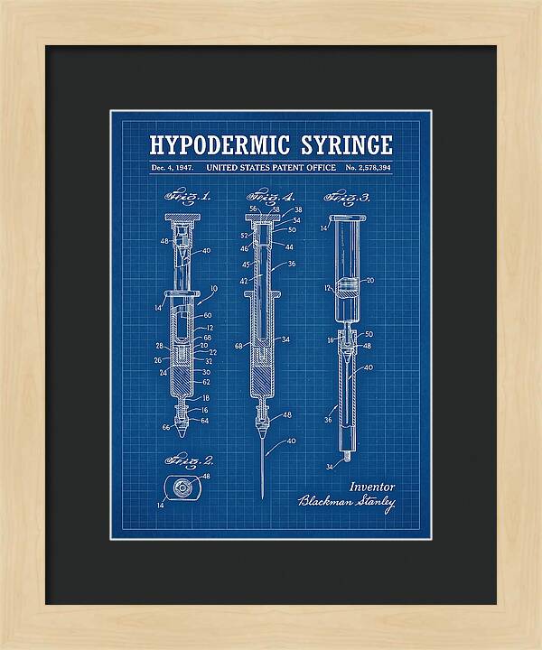 Hypodermic Syringe Blueprint Patent Us2578394a