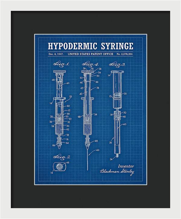 Hypodermic Syringe Blueprint Patent Us2578394a