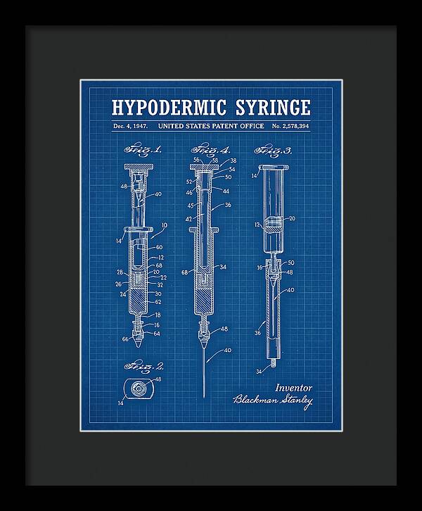 Hypodermic Syringe Blueprint Patent Us2578394a
