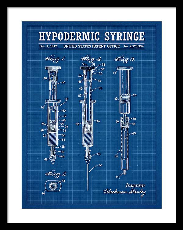 Hypodermic Syringe Blueprint Patent Us2578394a