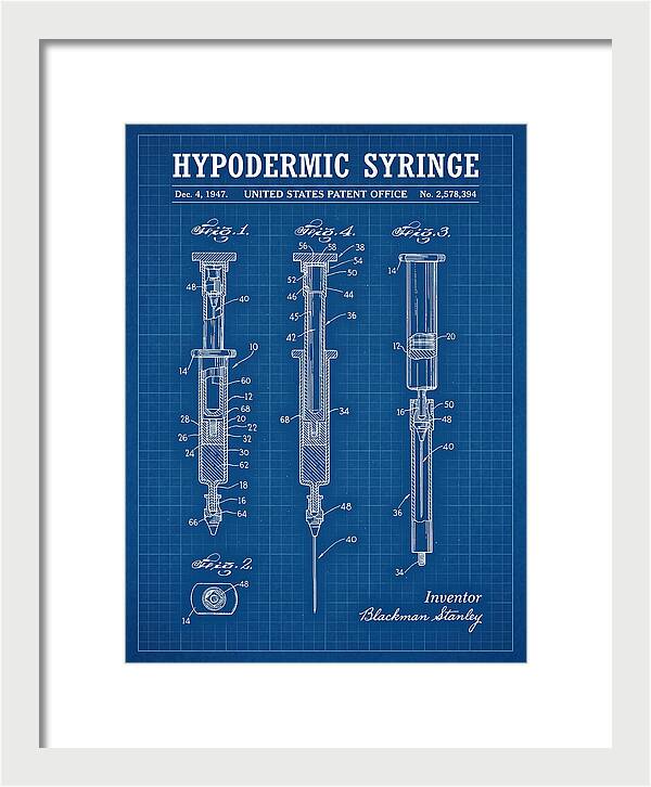 Hypodermic Syringe Blueprint Patent Us2578394a