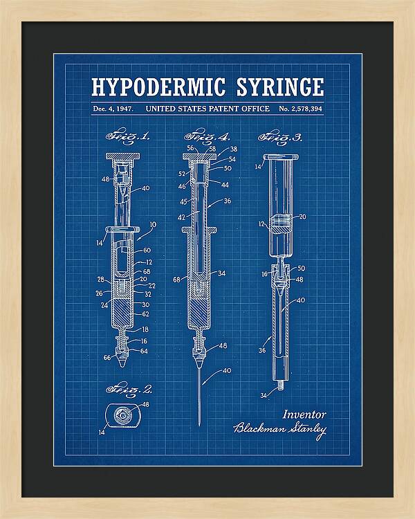Hypodermic Syringe Blueprint Patent Us2578394a