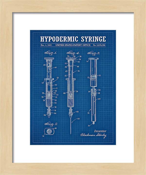 Hypodermic Syringe Blueprint Patent Us2578394a