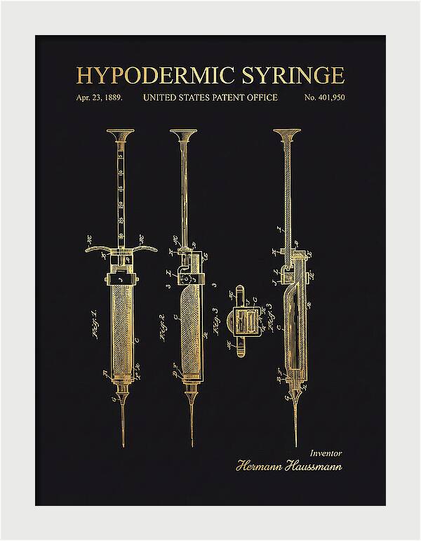 Hypodermic Syringe Gold Patent Us401950a