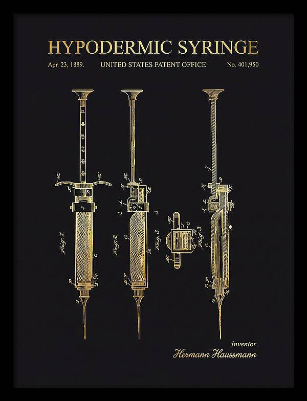 Hypodermic Syringe Gold Patent Us401950a