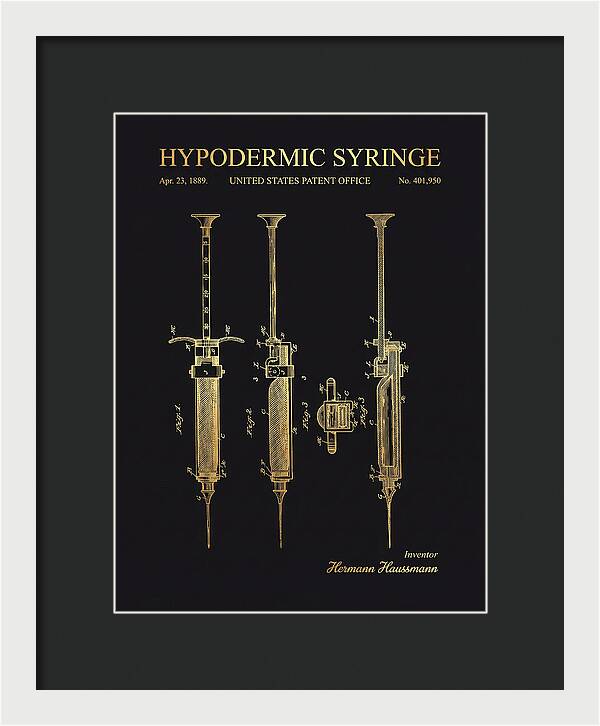 Hypodermic Syringe Gold Patent Us401950a