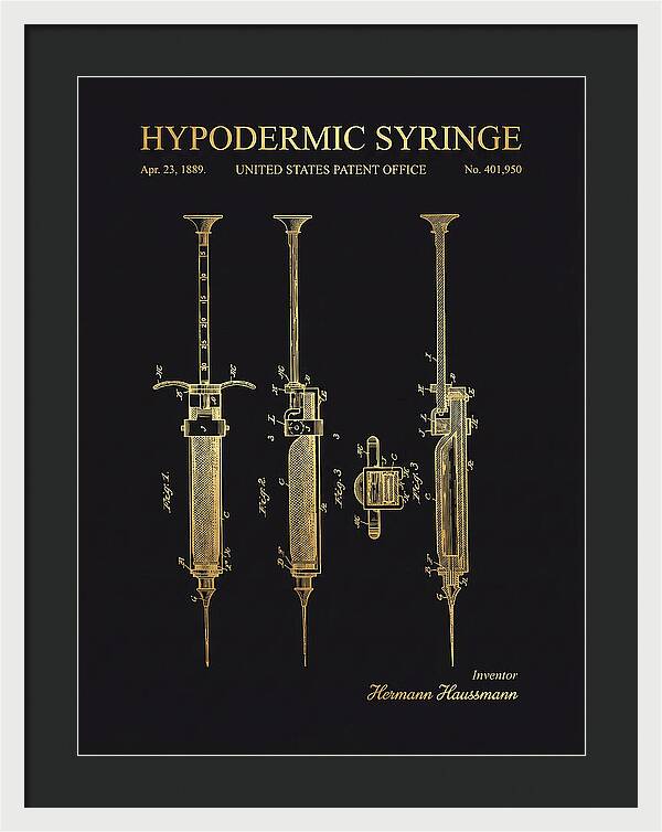 Hypodermic Syringe Gold Patent Us401950a