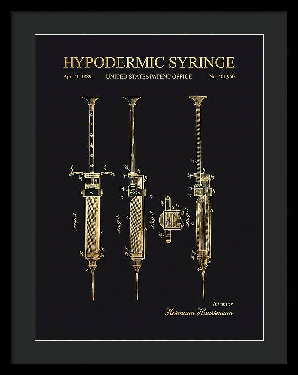Hypodermic Syringe Gold Patent Us401950a