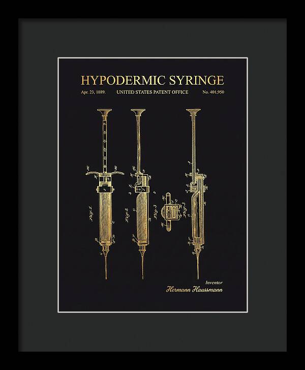 Hypodermic Syringe Gold Patent Us401950a