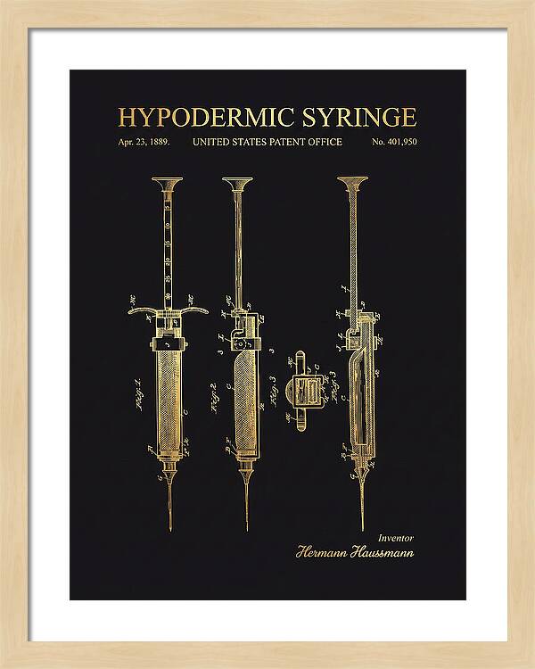Hypodermic Syringe Gold Patent Us401950a