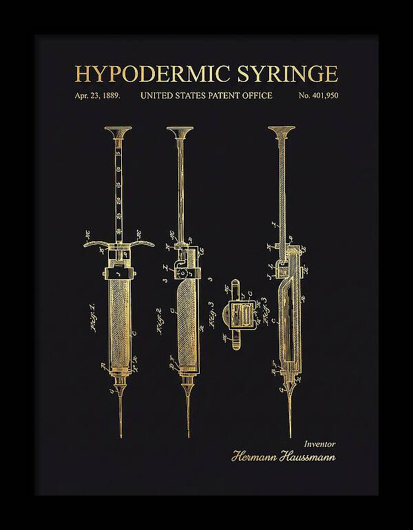 Hypodermic Syringe Gold Patent Us401950a