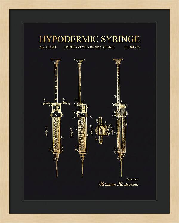 Hypodermic Syringe Gold Patent Us401950a