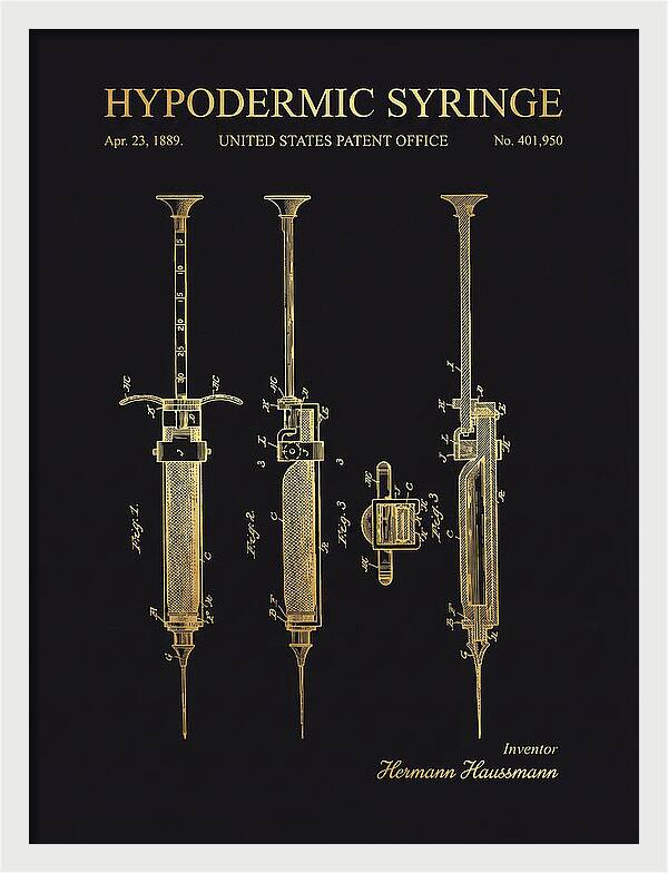 Hypodermic Syringe Gold Patent Us401950a