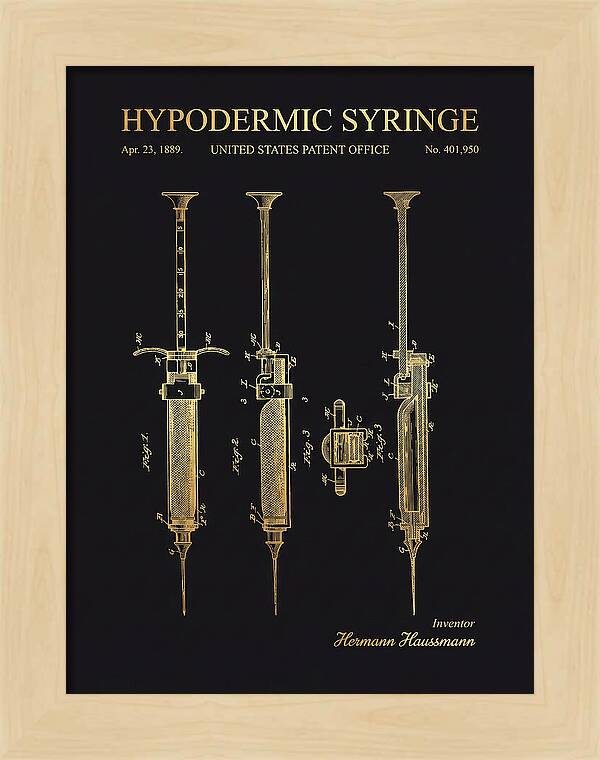 Hypodermic Syringe Gold Patent Us401950a