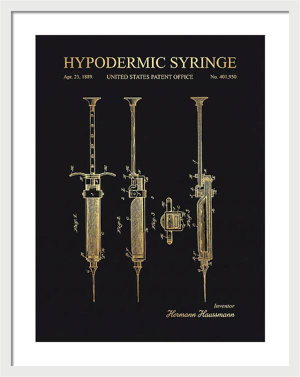 Hypodermic Syringe Gold Patent Us401950a