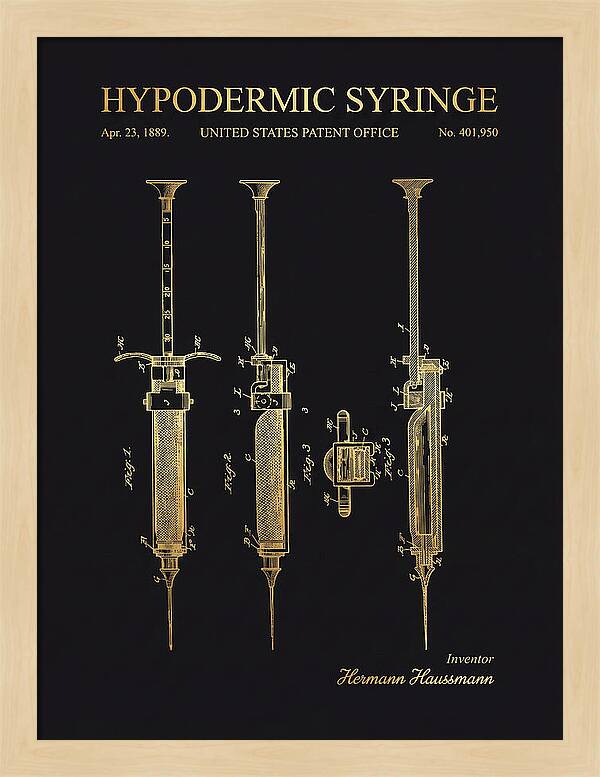 Hypodermic Syringe Gold Patent Us401950a