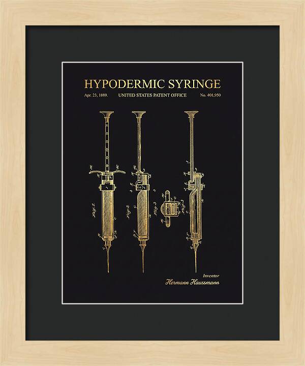 Hypodermic Syringe Gold Patent Us401950a