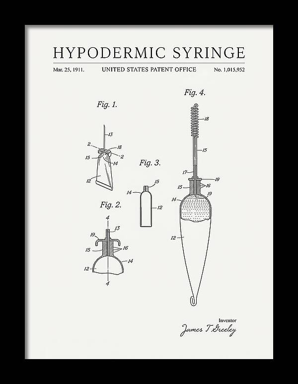 Hypodermic Syringe Minimalist Patent Us1015952a