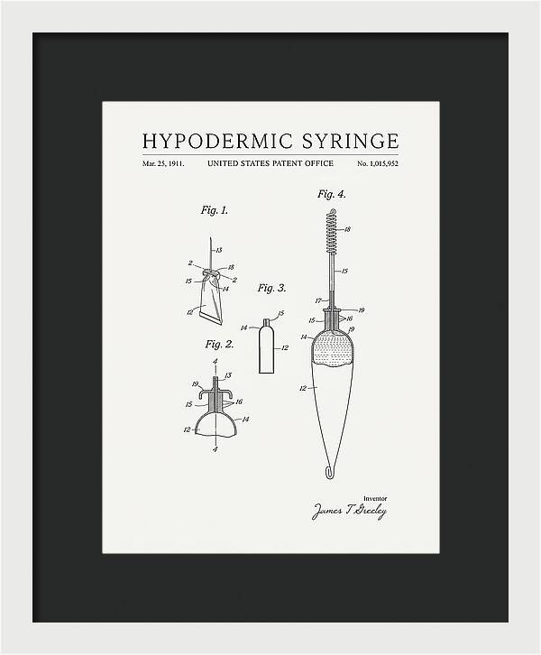 Hypodermic Syringe Minimalist Patent Us1015952a