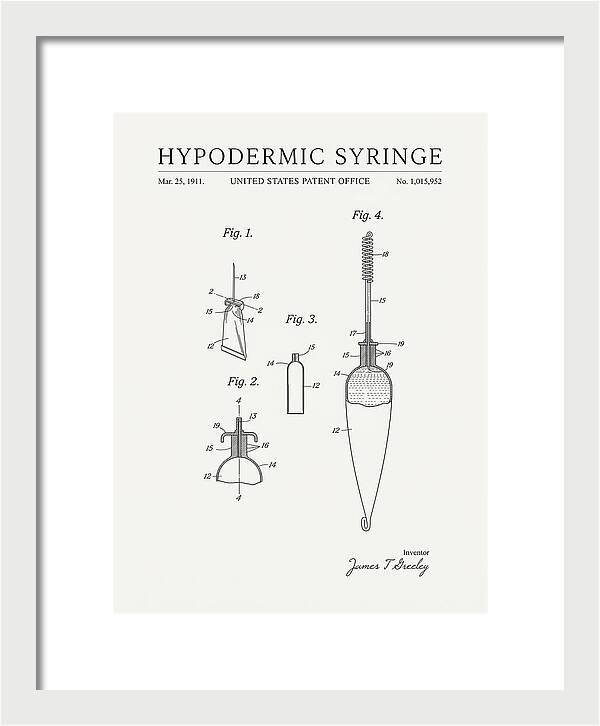 Hypodermic Syringe Minimalist Patent Us1015952a