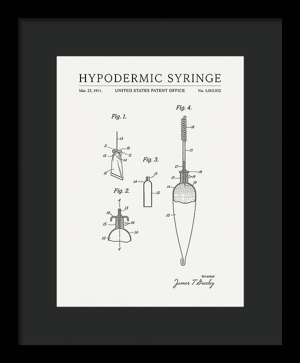 Hypodermic Syringe Minimalist Patent Us1015952a