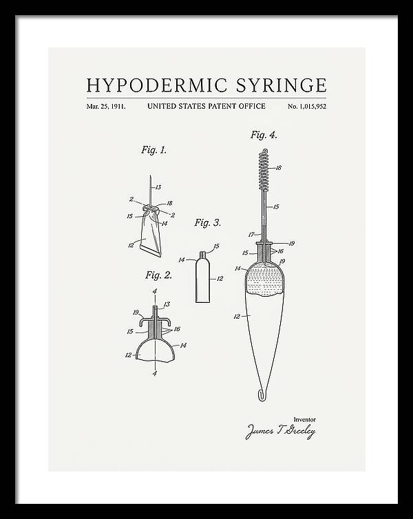 Hypodermic Syringe Minimalist Patent Us1015952a