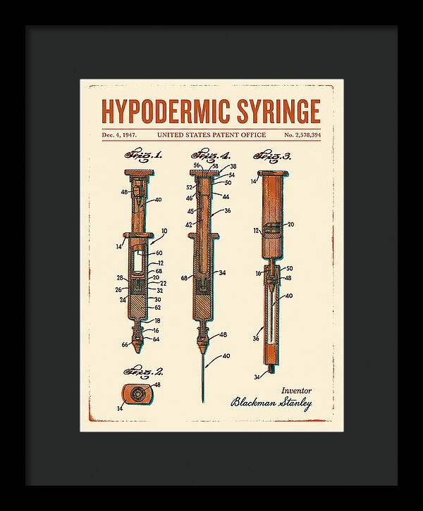 Hypodermic Syringe Retro Patent Us2578394a