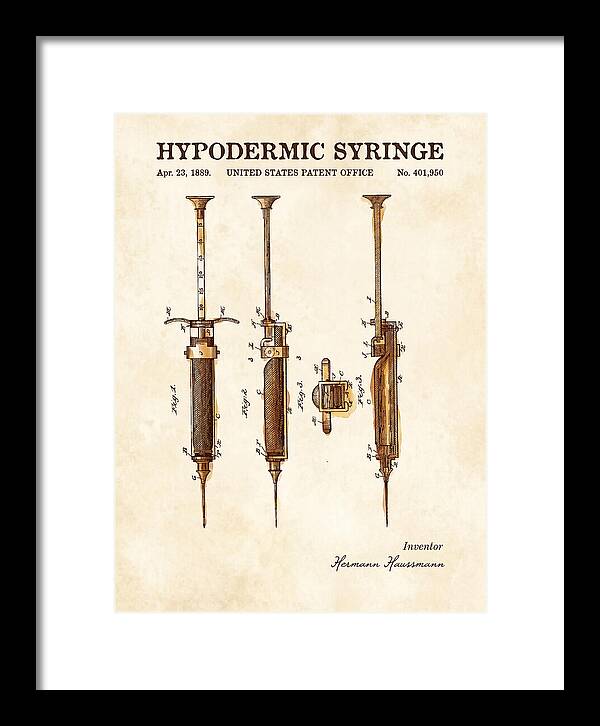 Hypodermic Syringe Watercolor Patent Us401950a
