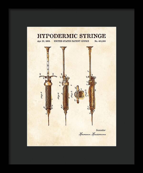 Hypodermic Syringe Watercolor Patent Us401950a