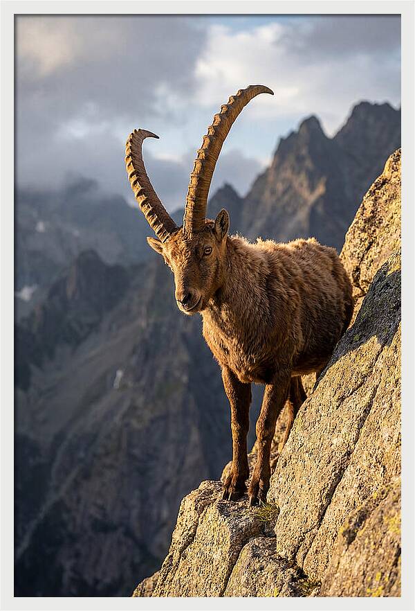 Ibex Standing Proudly On Cliffs