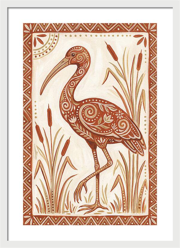 Ibis In Folk Art Style