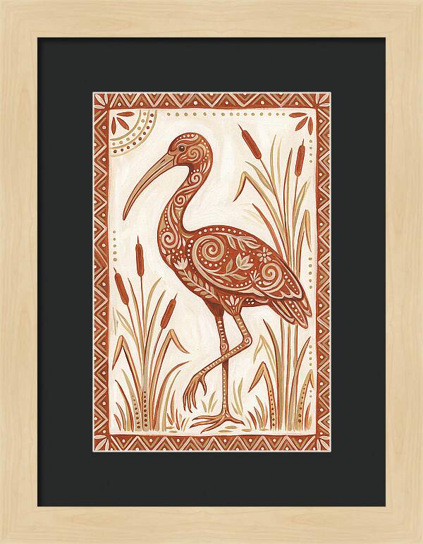 Ibis In Folk Art Style