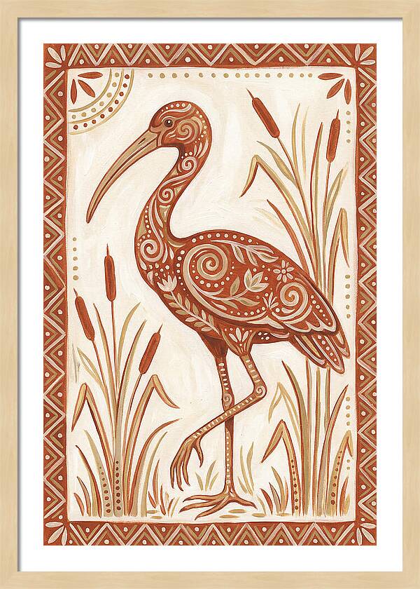 Ibis In Folk Art Style
