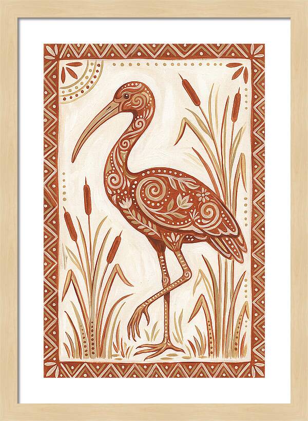Ibis In Folk Art Style