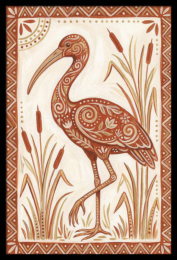Ibis In Folk Art Style