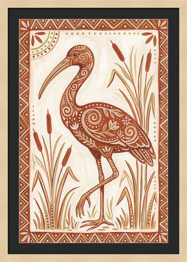 Ibis In Folk Art Style