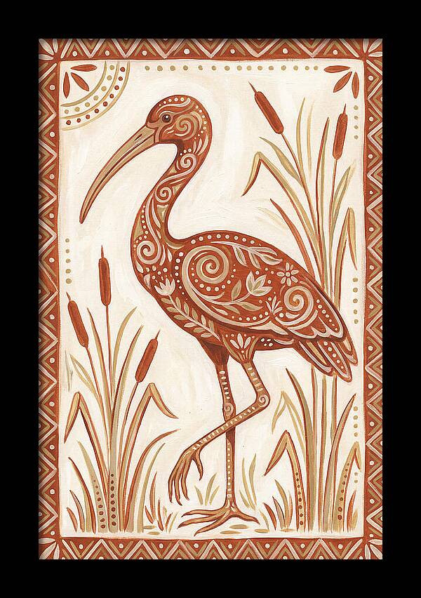 Ibis In Folk Art Style