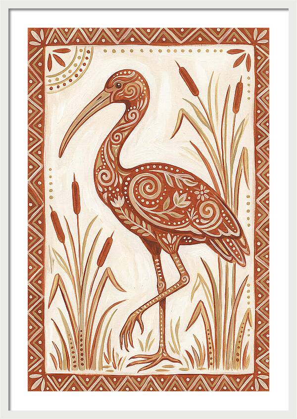 Ibis In Folk Art Style