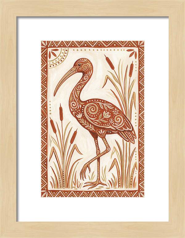 Ibis In Folk Art Style