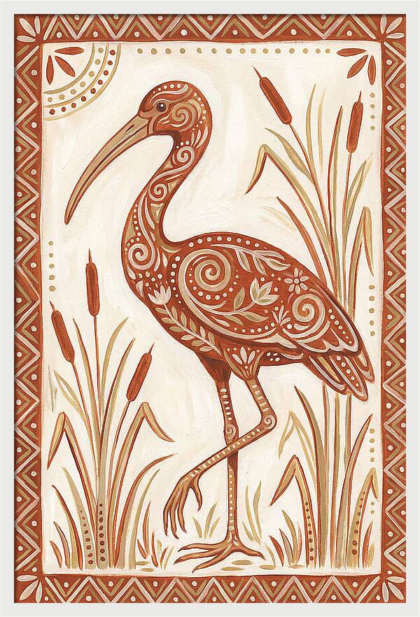 Ibis In Folk Art Style