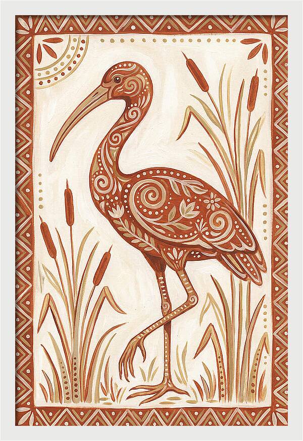 Ibis In Folk Art Style