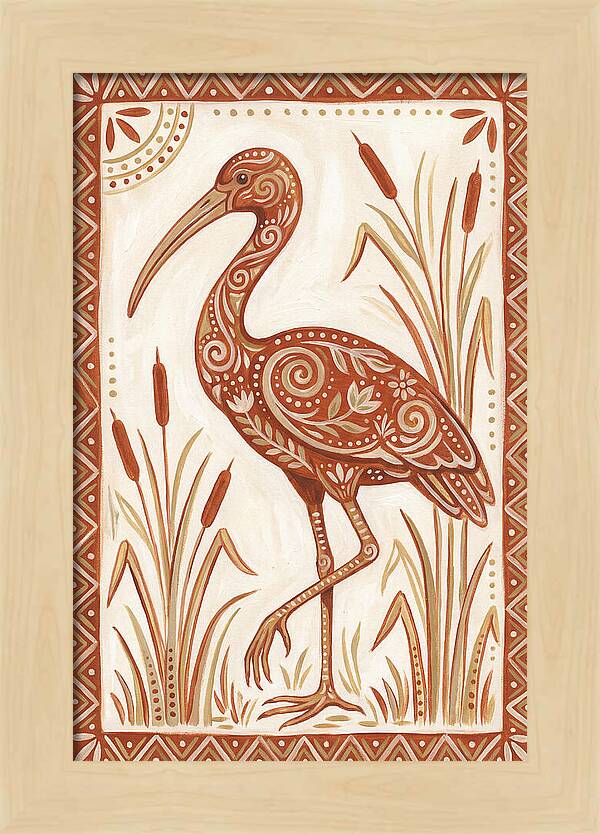 Ibis In Folk Art Style