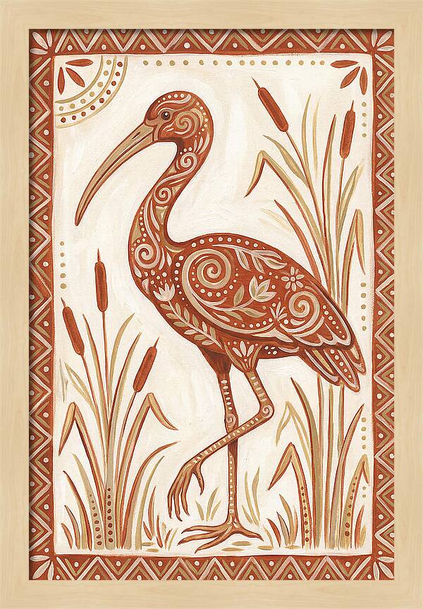 Ibis In Folk Art Style