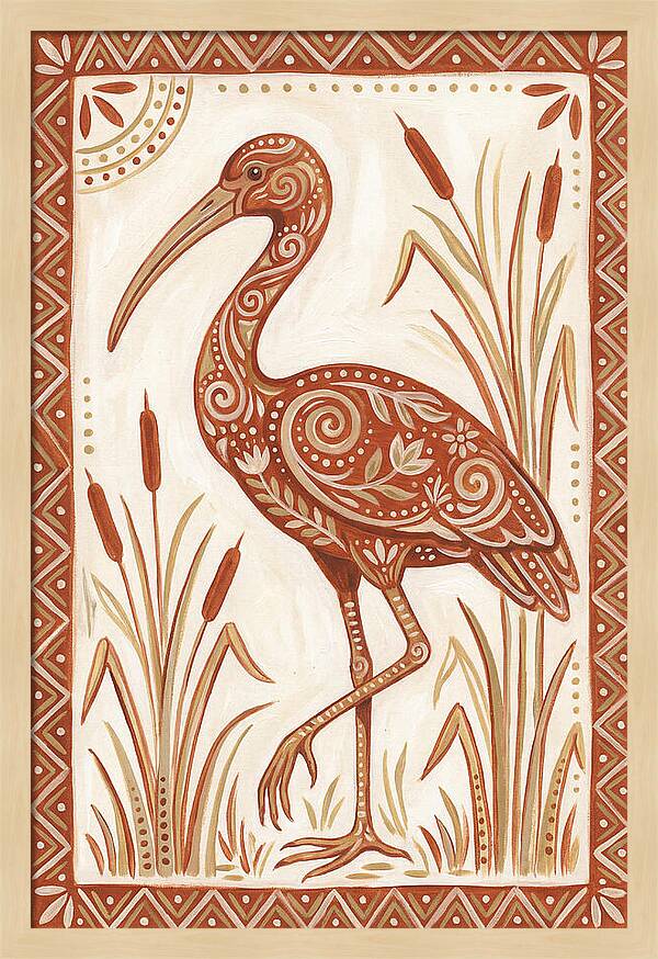 Ibis In Folk Art Style